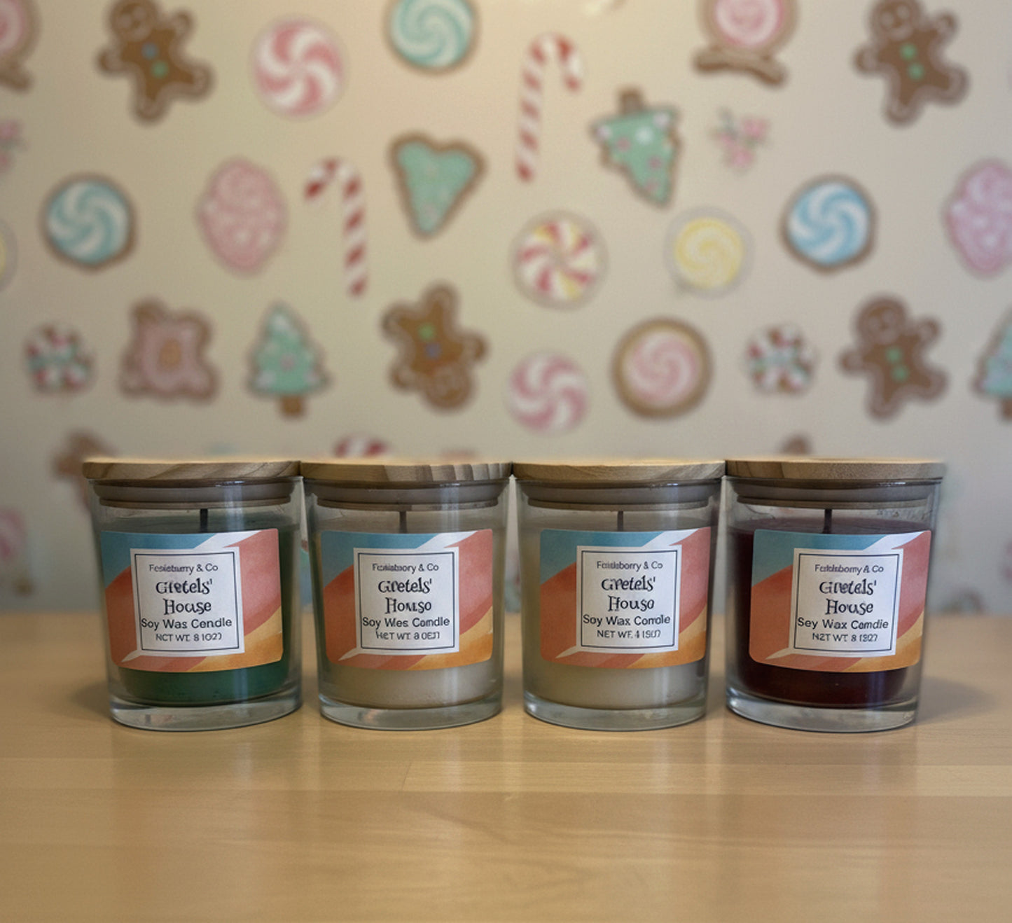Gretel’s House – Gingerbread Bakery Candle 8 oz • Tie-Dyed Soy Wax • Wood Wick • Glass Vessel