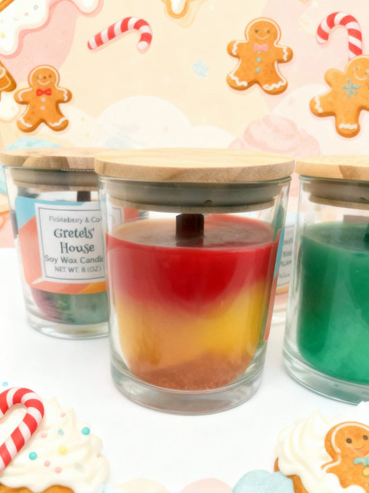Gretel’s House – Gingerbread Bakery Candle 8 oz • Tie-Dyed Soy Wax • Wood Wick • Glass Vessel