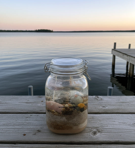 Handcrafted Lake Michigan Pudding and Petoskey Stone Candle 8 lbs